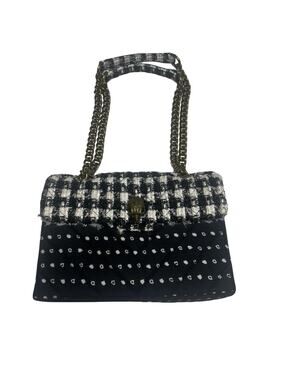 KURT GEIGER London Kensington Black White Tweed Eagle Head Shoulder Bag